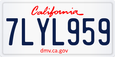 CA license plate 7LYL959