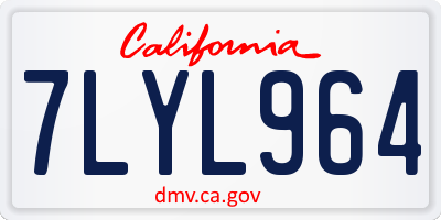 CA license plate 7LYL964