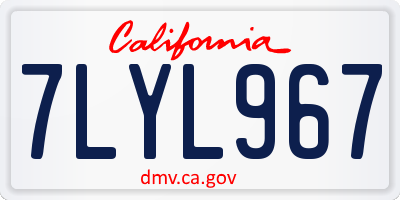 CA license plate 7LYL967