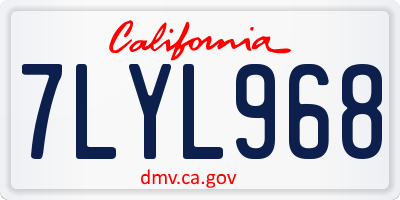 CA license plate 7LYL968