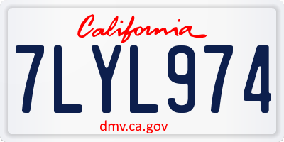 CA license plate 7LYL974