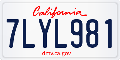 CA license plate 7LYL981
