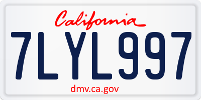 CA license plate 7LYL997