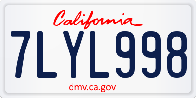 CA license plate 7LYL998