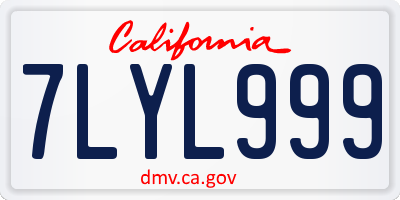 CA license plate 7LYL999
