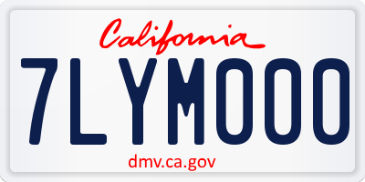 CA license plate 7LYM000