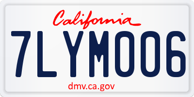 CA license plate 7LYM006