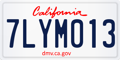 CA license plate 7LYM013