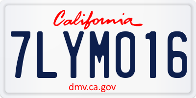 CA license plate 7LYM016