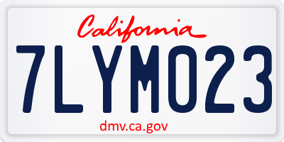 CA license plate 7LYM023