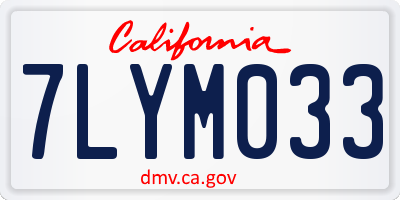 CA license plate 7LYM033