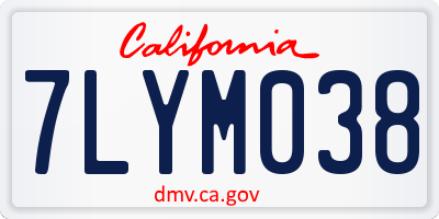 CA license plate 7LYM038