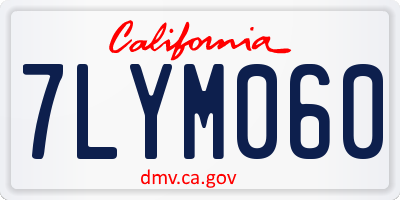 CA license plate 7LYM060