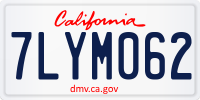 CA license plate 7LYM062
