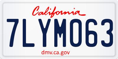 CA license plate 7LYM063