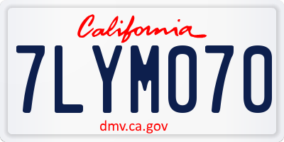 CA license plate 7LYM070