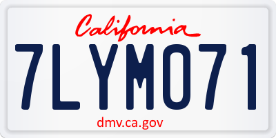 CA license plate 7LYM071