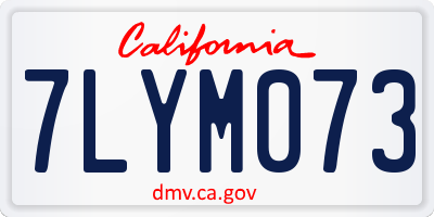CA license plate 7LYM073