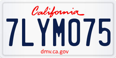 CA license plate 7LYM075