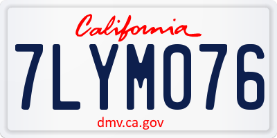 CA license plate 7LYM076