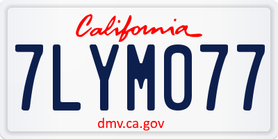 CA license plate 7LYM077