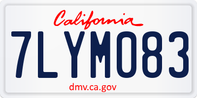 CA license plate 7LYM083
