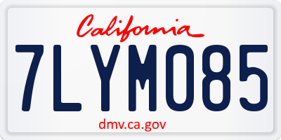 CA license plate 7LYM085