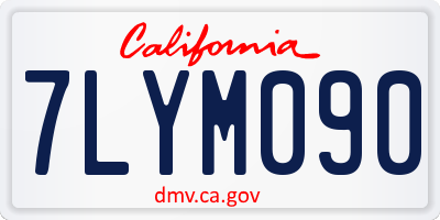 CA license plate 7LYM090