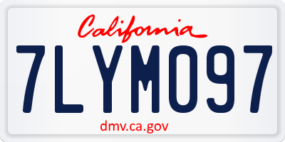 CA license plate 7LYM097