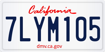 CA license plate 7LYM105