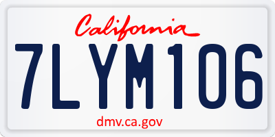 CA license plate 7LYM106