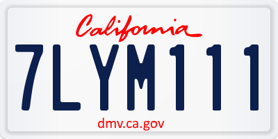 CA license plate 7LYM111
