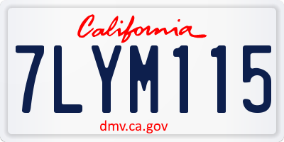 CA license plate 7LYM115