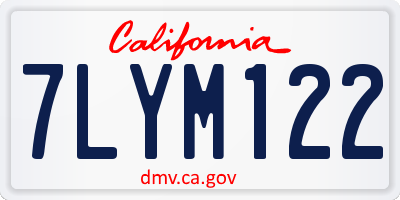 CA license plate 7LYM122