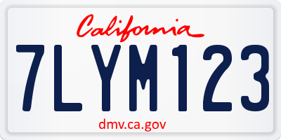 CA license plate 7LYM123