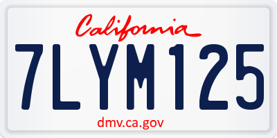 CA license plate 7LYM125