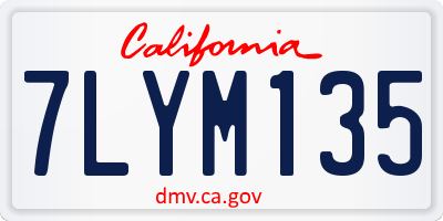 CA license plate 7LYM135