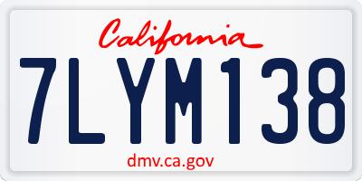 CA license plate 7LYM138
