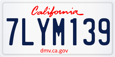 CA license plate 7LYM139