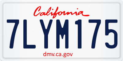 CA license plate 7LYM175