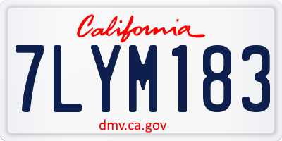 CA license plate 7LYM183