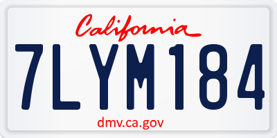 CA license plate 7LYM184