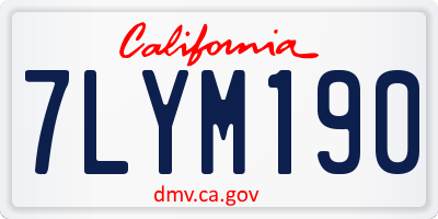 CA license plate 7LYM190
