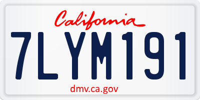 CA license plate 7LYM191