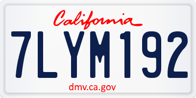 CA license plate 7LYM192