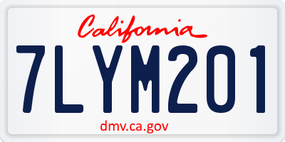 CA license plate 7LYM201