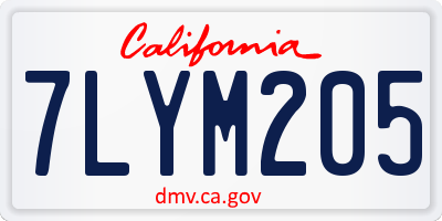 CA license plate 7LYM205