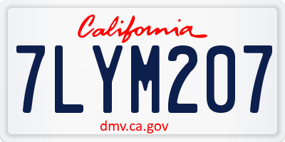 CA license plate 7LYM207