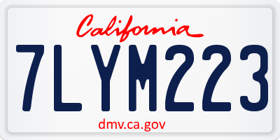 CA license plate 7LYM223