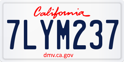 CA license plate 7LYM237